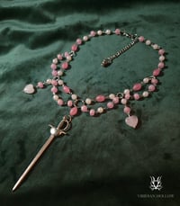 Image 1 of Rose Quartz Hearts Beaded Necklace