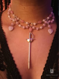 Image 2 of Rose Quartz Hearts Beaded Necklace