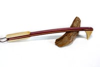 Image 2 of Mini Handcrafted Exotic Wood Backscratcher, Purple Heart Back Scratcher, Maple accents, Gift for Mom