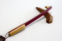 Image 1 of Mini Handcrafted Exotic Wood Backscratcher, Purple Heart Back Scratcher, Maple accents, Gift for Mom