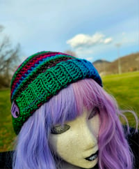 Image 3 of Slouch Beanie - Deep Rainbow 