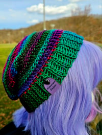 Image 1 of Slouch Beanie - Deep Rainbow 