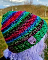 Image 4 of Slouch Beanie - Deep Rainbow 