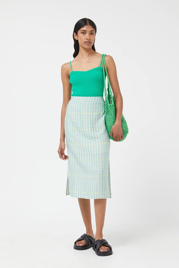 Image of Falda midi cuadros Green Summer