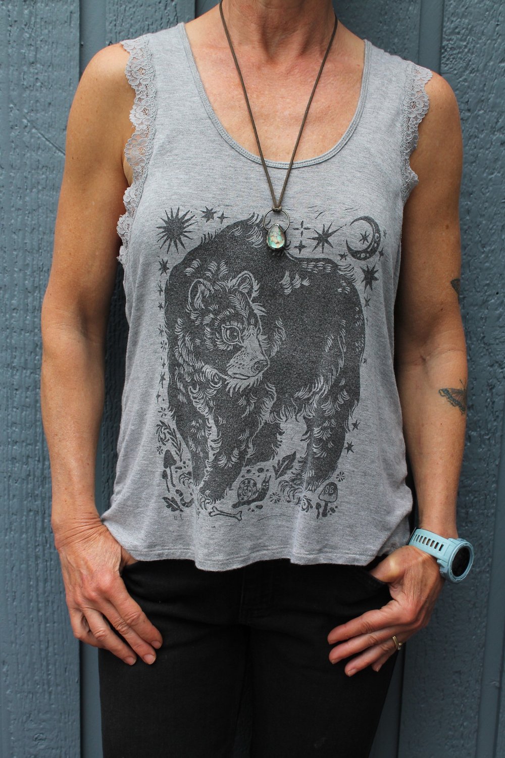 Image of Gray Lace Bear Tank