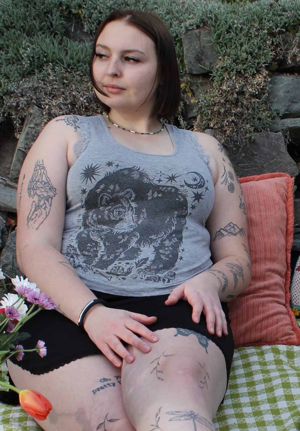 Image of Gray Lace Bear Tank