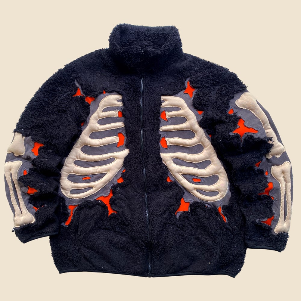 REWORKED 3D PUFF SKELETON BLACK JACKET SIZE L