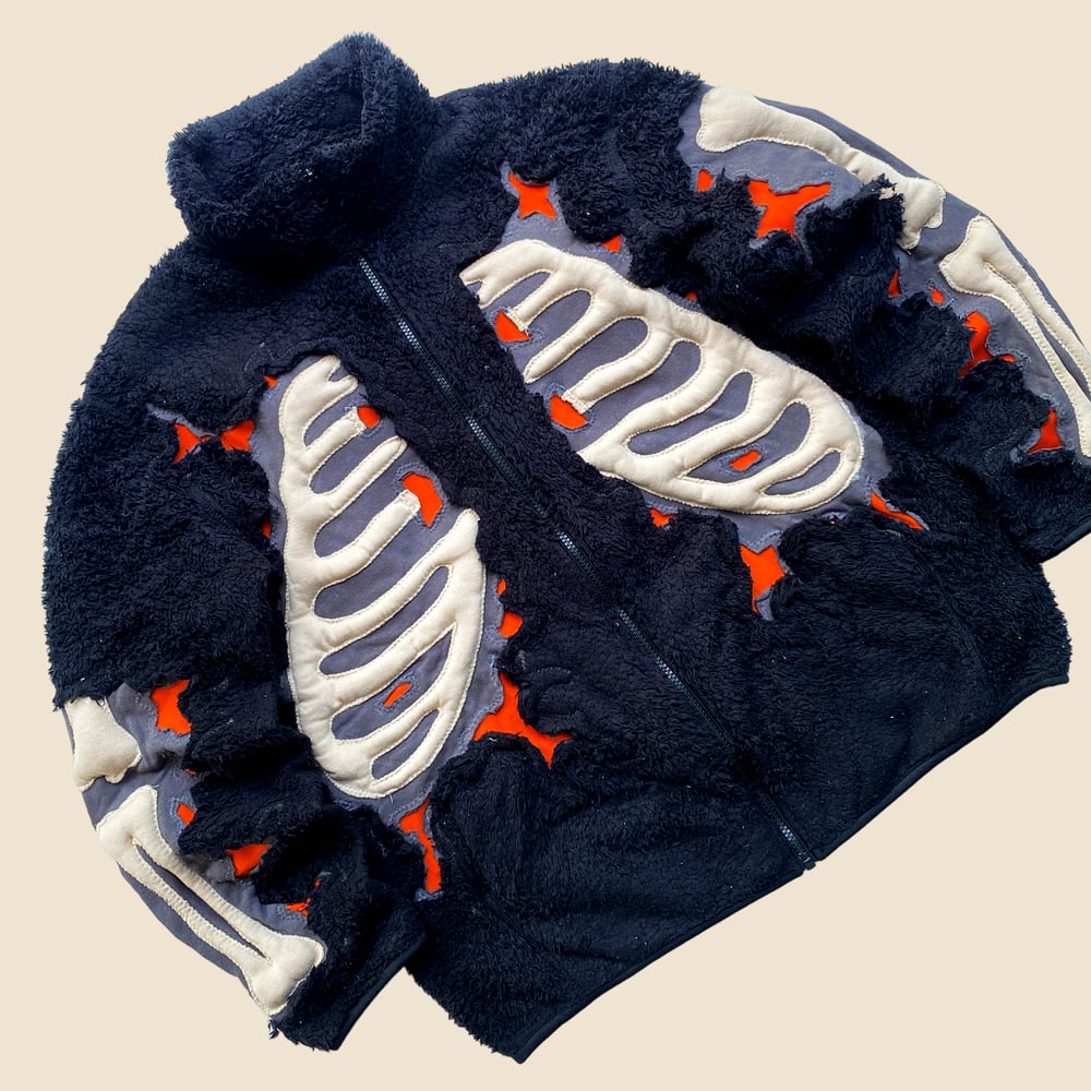 REWORKED 3D PUFF SKELETON BLACK JACKET SIZE L