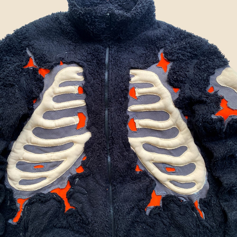 REWORKED 3D PUFF SKELETON BLACK JACKET SIZE L