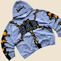 Image 5 of REWORKED GAP CRACKED GREEN GREY YELLOE HOODIE SIZE XL