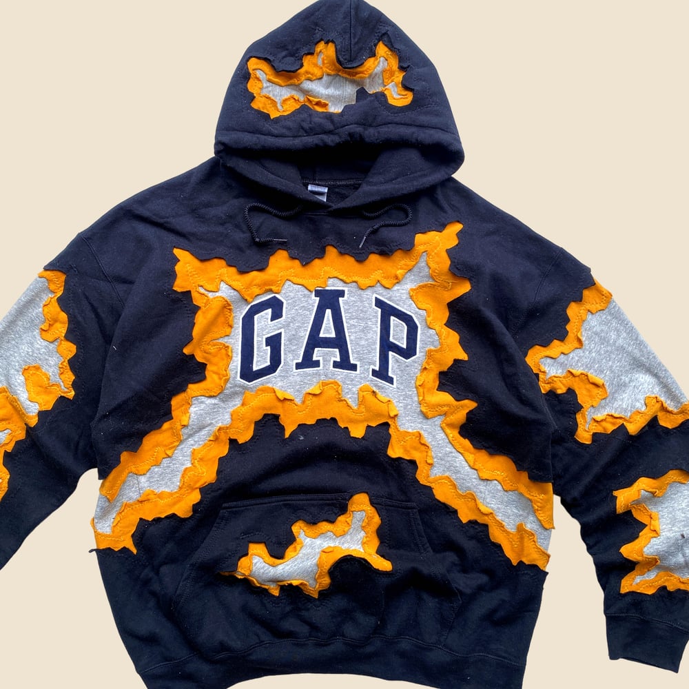 REWORKED GAP CRACKED 3 LAYERED HOODIE SIZE XL 