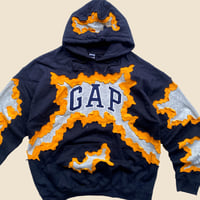 Image 3 of REWORKED GAP CRACKED 3 LAYERED HOODIE SIZE XL 