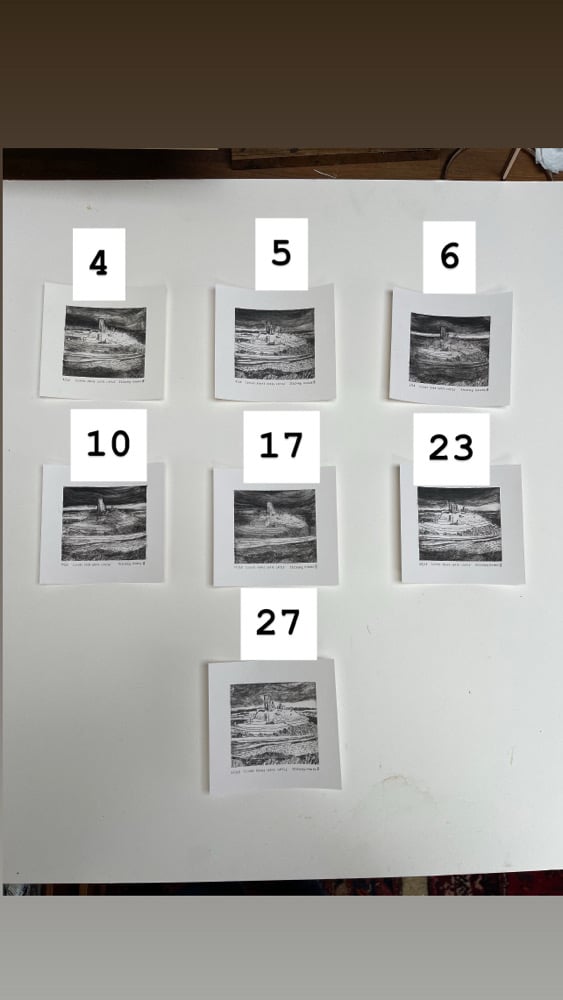 ‘Clouds above Corfe Castle’ original drypoint etching