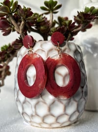 Image 2 of Trendy Resin Earrings - Red, Green or Purple - Nickel-Free, Various Finishes