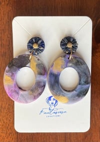 Image 3 of Trendy Resin Earrings - Red, Green or Purple - Nickel-Free, Various Finishes