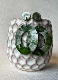 Image 4 of Trendy Resin Earrings - Red, Green or Purple - Nickel-Free, Various Finishes