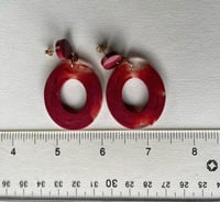 Image 5 of Trendy Resin Earrings - Red, Green or Purple - Nickel-Free, Various Finishes