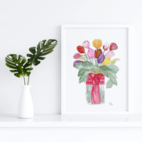 Image 1 of Tulips with a fancy knot- Poster Print