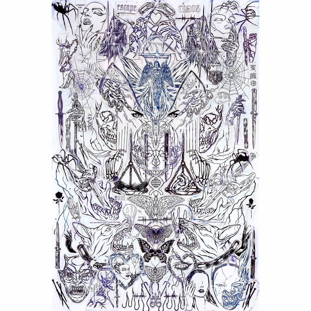 Image of NOIRDEALER STENCIL COLLAGE PRINT
