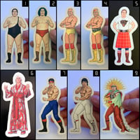 Image 1 of (19) Pro Wrestling Character Stickers • Kiss Cut • 3 Sizes