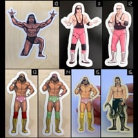 Image 2 of (19) Pro Wrestling Character Stickers • Kiss Cut • 3 Sizes