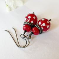 Image 5 of Earrings - Red with White polkadot