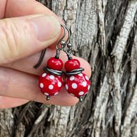 Image 7 of Earrings - Red with White polkadot