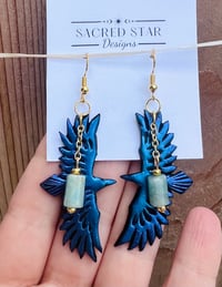 Image 1 of Amazonite Raven Earrings