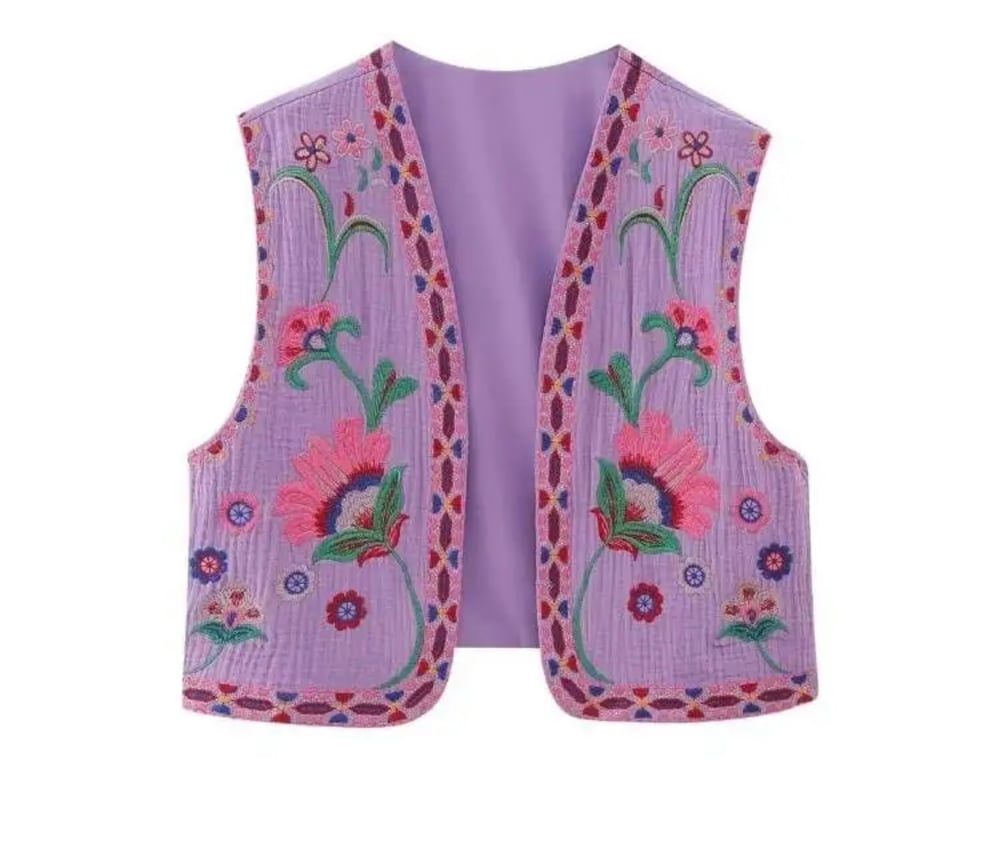 Image of Purple embroidered waistcoat ๐