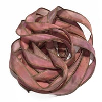 Image 1 of 1PC. BRICK 42" Hand dyed finished edge Habotai silk ribbon