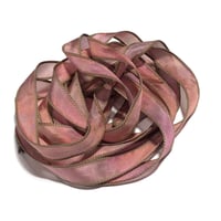 Image 3 of 1PC. BRICK 42" Hand dyed finished edge Habotai silk ribbon