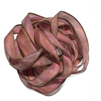 Image 5 of 1PC. BRICK 42" Hand dyed finished edge Habotai silk ribbon