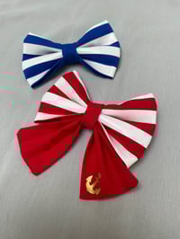 Image 2 of Nautical Stripe Bow Tie / Sailor Bow