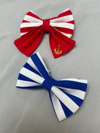 Image 3 of Nautical Stripe Bow Tie / Sailor Bow