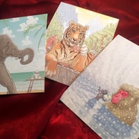 Image 2 of ANIMALS DRINKING TEA Cards 3 PACK!