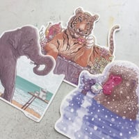 Image 2 of Animals Drinking Tea 3 Pack STICKER COMBO