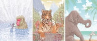 Image 3 of ANIMALS DRINKING TEA Cards 3 PACK!