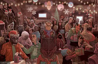 Image 4 of 10 PACK CANTINA SCENE Christmas CARDS!