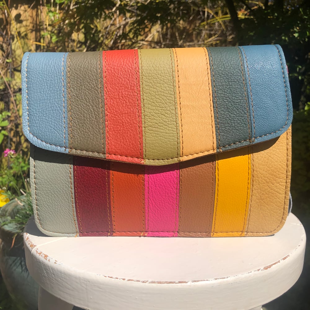 Image of Harlequin Collection - Recycled Leather Multicoloured Stripe -#33B
