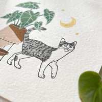 Image 2 of Cats + Plants: Elephant Ear Plant Original Artwork