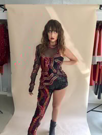 Image 2 of Asymmetrical Sequin Snake Jumpsuit 