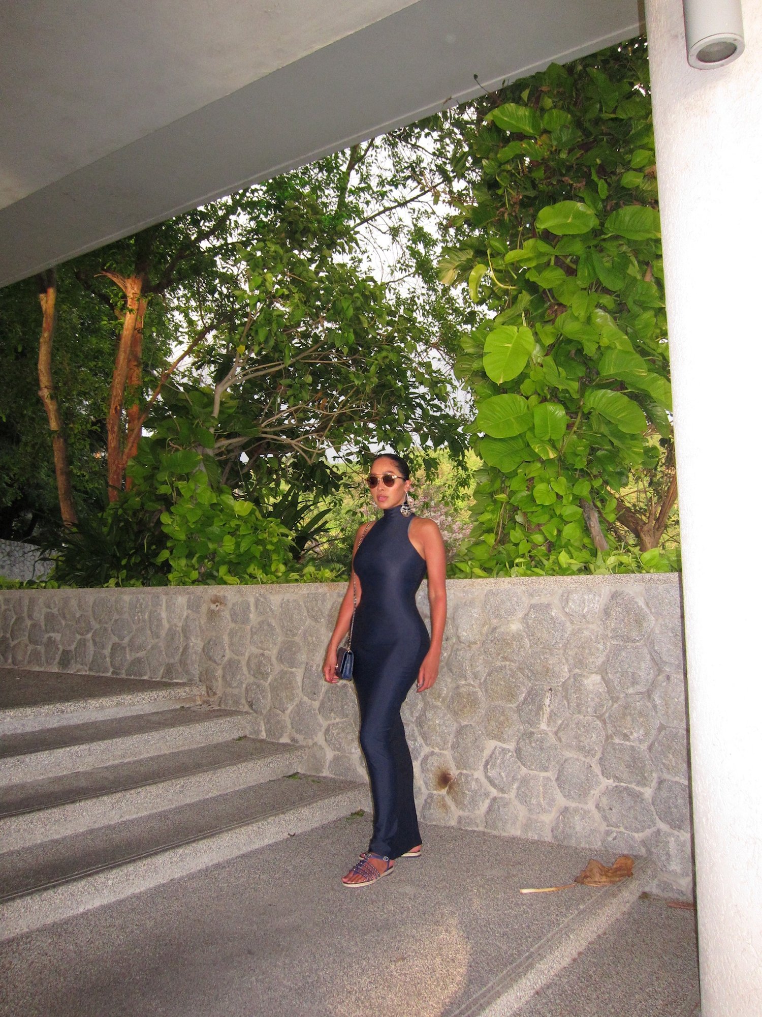 Image of NAVY BLUE TURTLENECK MAXI DRESS (XS)