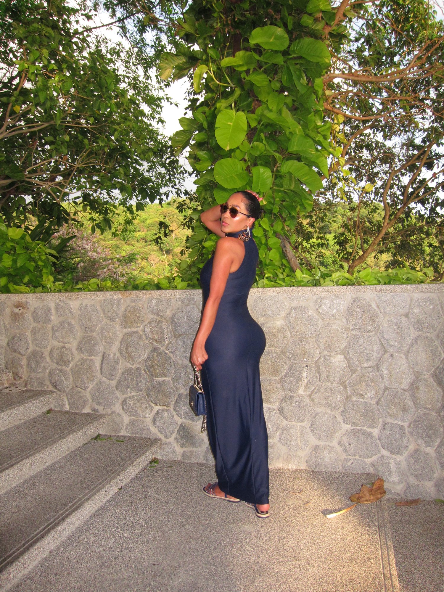 Image of NAVY BLUE TURTLENECK MAXI DRESS (XS)