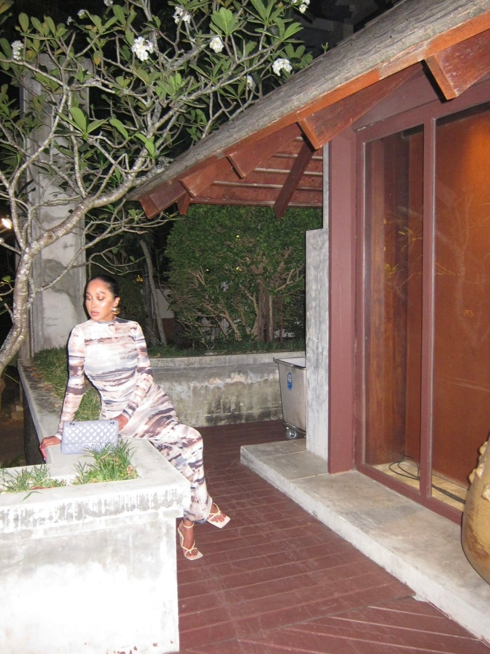 Image of ABSTRACT PRINT MESH MAXI DRESS (S)