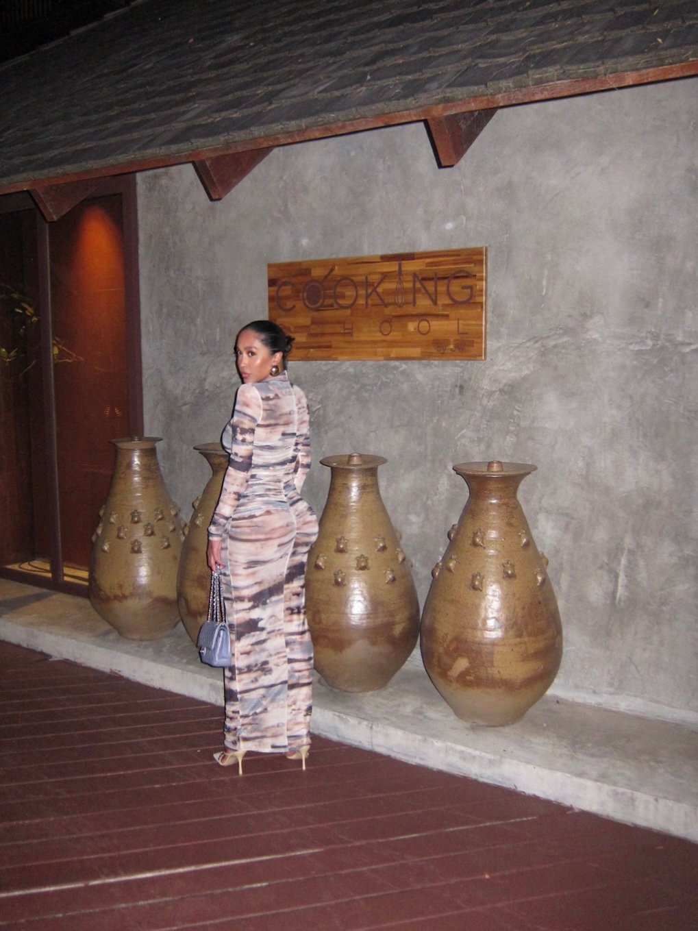 Image of ABSTRACT PRINT MESH MAXI DRESS (S)