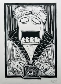 Boxxhead speaks - Linocut