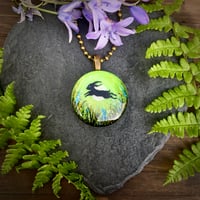 Image 1 of Leaping Hare in Green Field Pendant