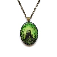 Image 2 of Sleeping Beauty's Castle Hand Painted Resin Pendant