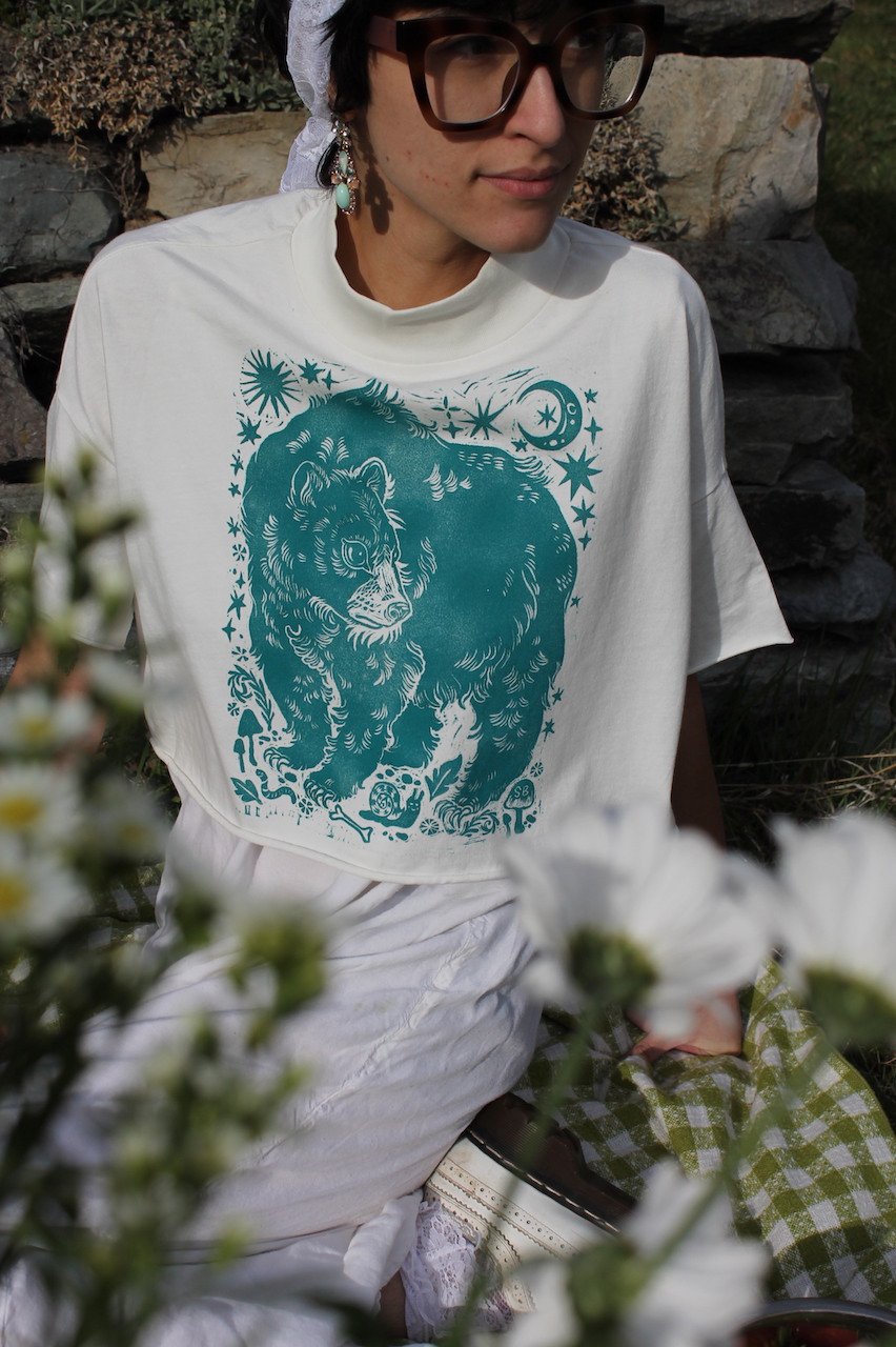 Image of Turquoise Starry Bear Crop