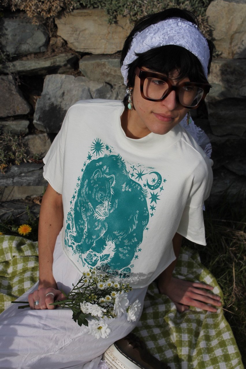 Image of Turquoise Starry Bear Crop